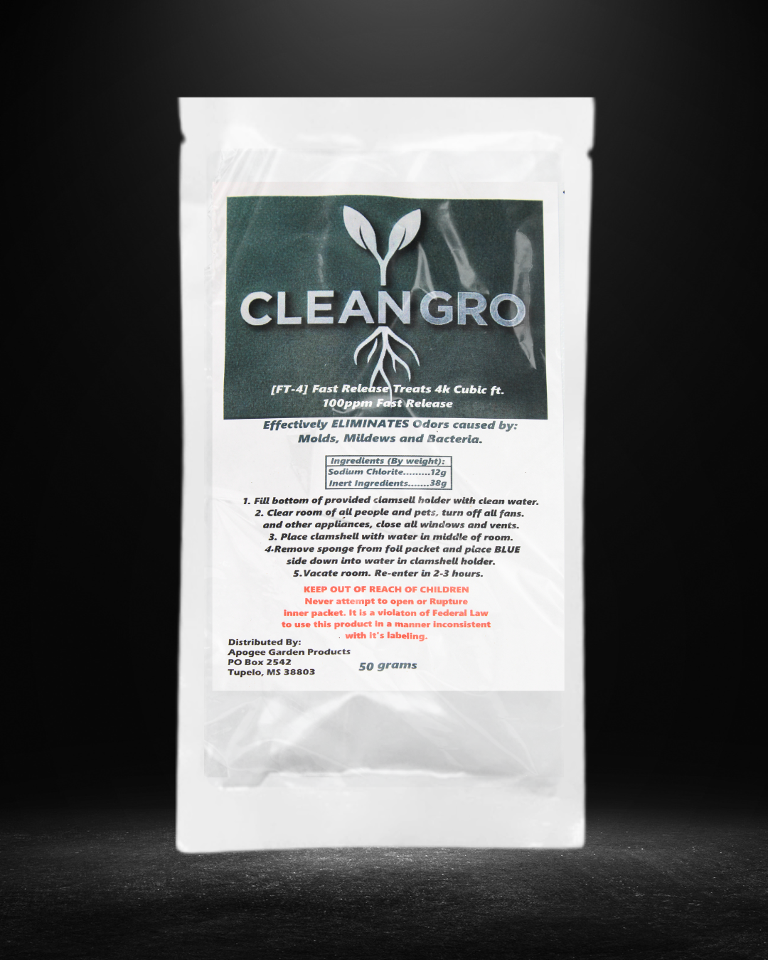 CleanGro FT Fast Release Odor Eliminator. Eliminates Odor caused by Mold, Mildew & Bacteria