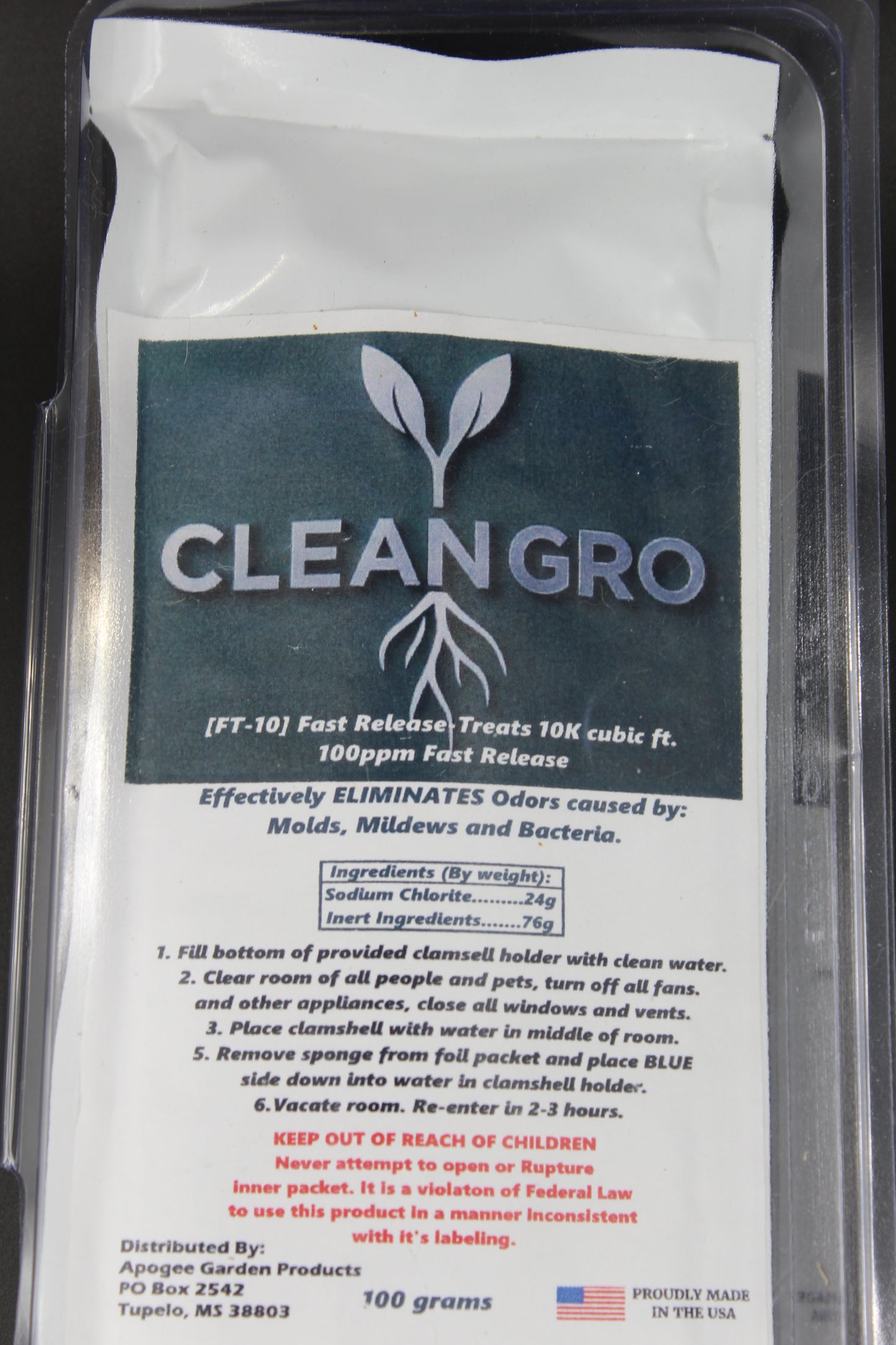 CleanGro FT Fast Release Odor Eliminator. Eliminates Odor caused by Mold, Mildew & Bacteria