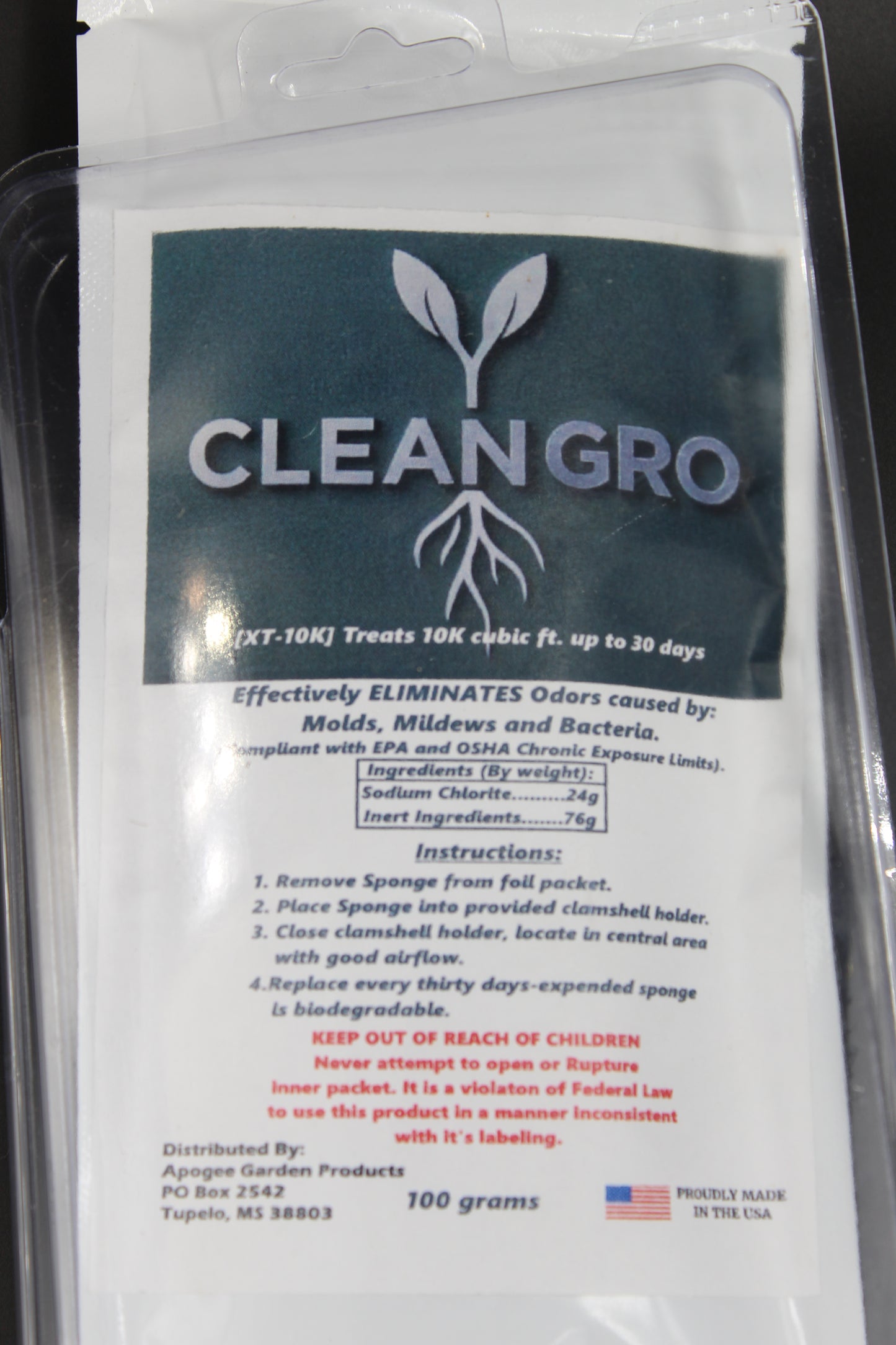 CleanGro XT Slow Release Odor Eliminator | Eliminates Oder caused by Mold, Mildew & Bacteria | 30-Day Mold & Mildew Treatment