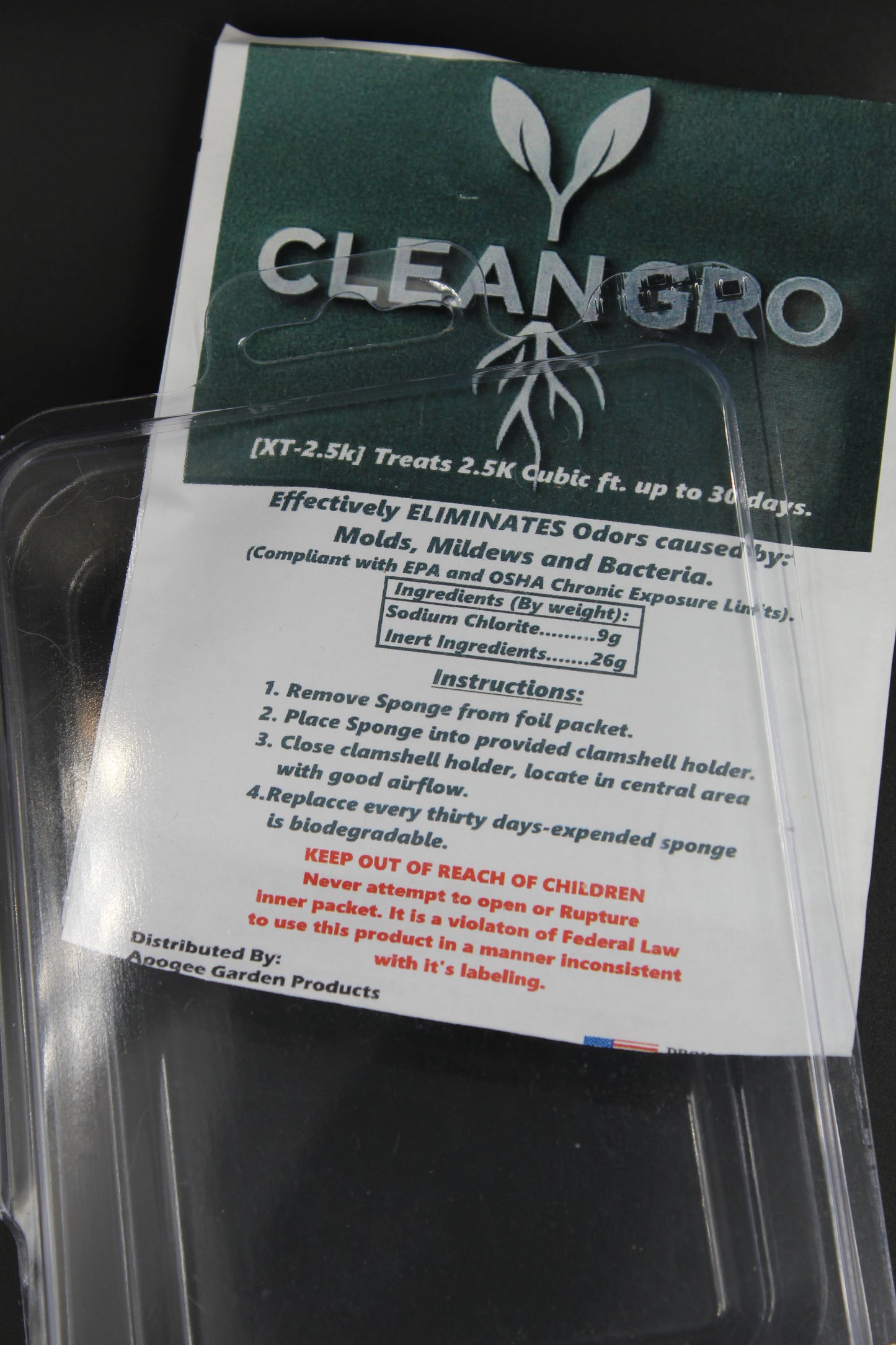 CleanGro XT Slow Release Odor Eliminator | Eliminates Oder caused by Mold, Mildew & Bacteria | 30-Day Mold & Mildew Treatment