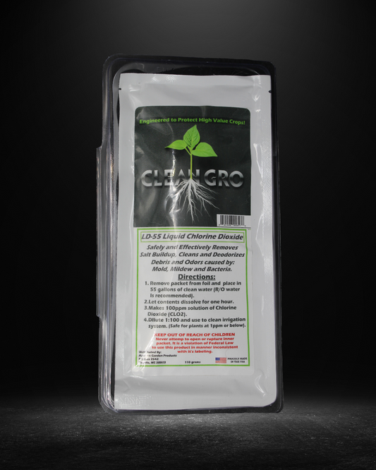 CleanGro LD-55 Liquid Chlorine Dioxide | Irrigation System Cleaner & Odor Eliminator | 100ppm Solution