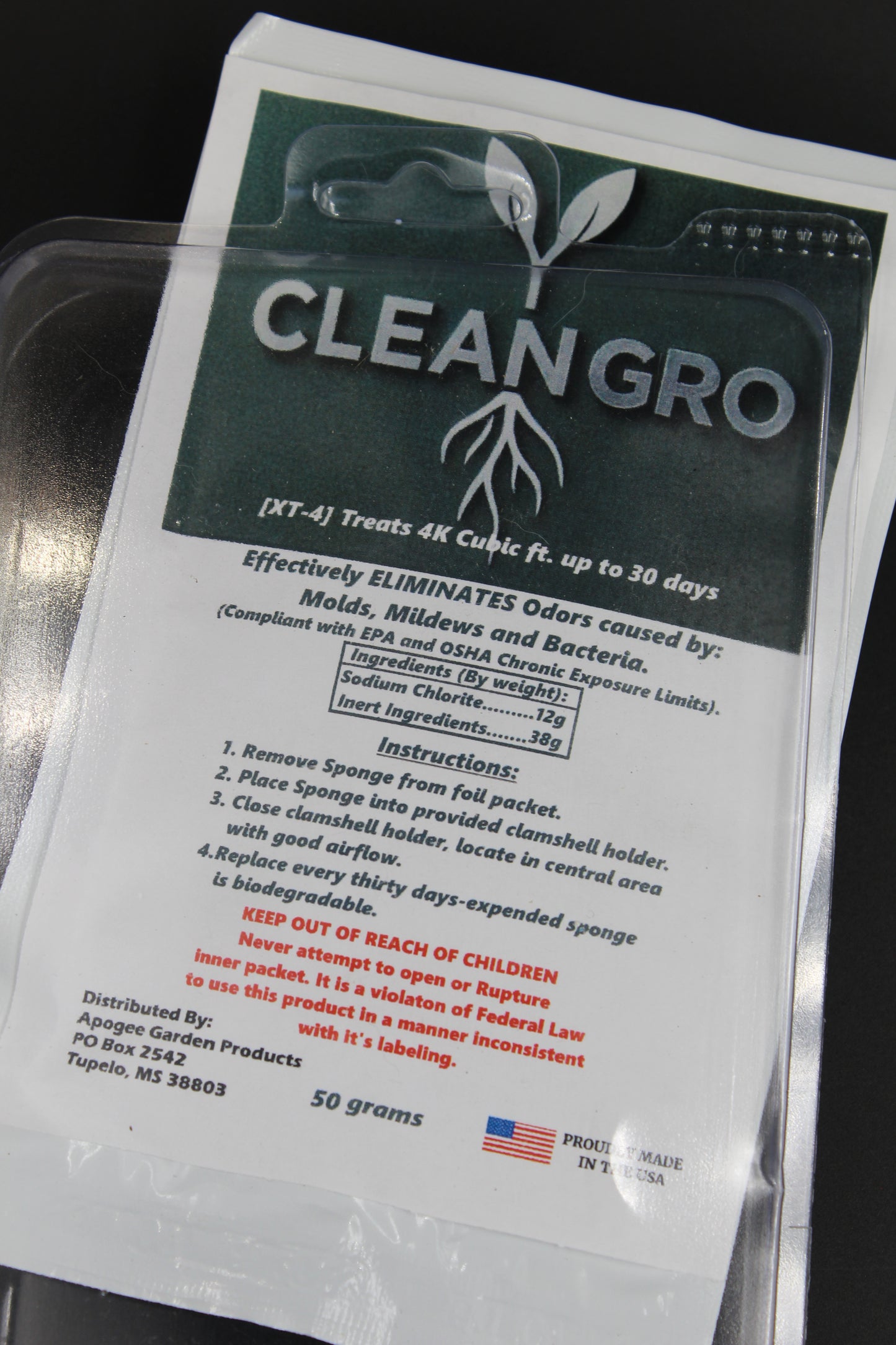CleanGro XT Slow Release Odor Eliminator | Eliminates Oder caused by Mold, Mildew & Bacteria | 30-Day Mold & Mildew Treatment
