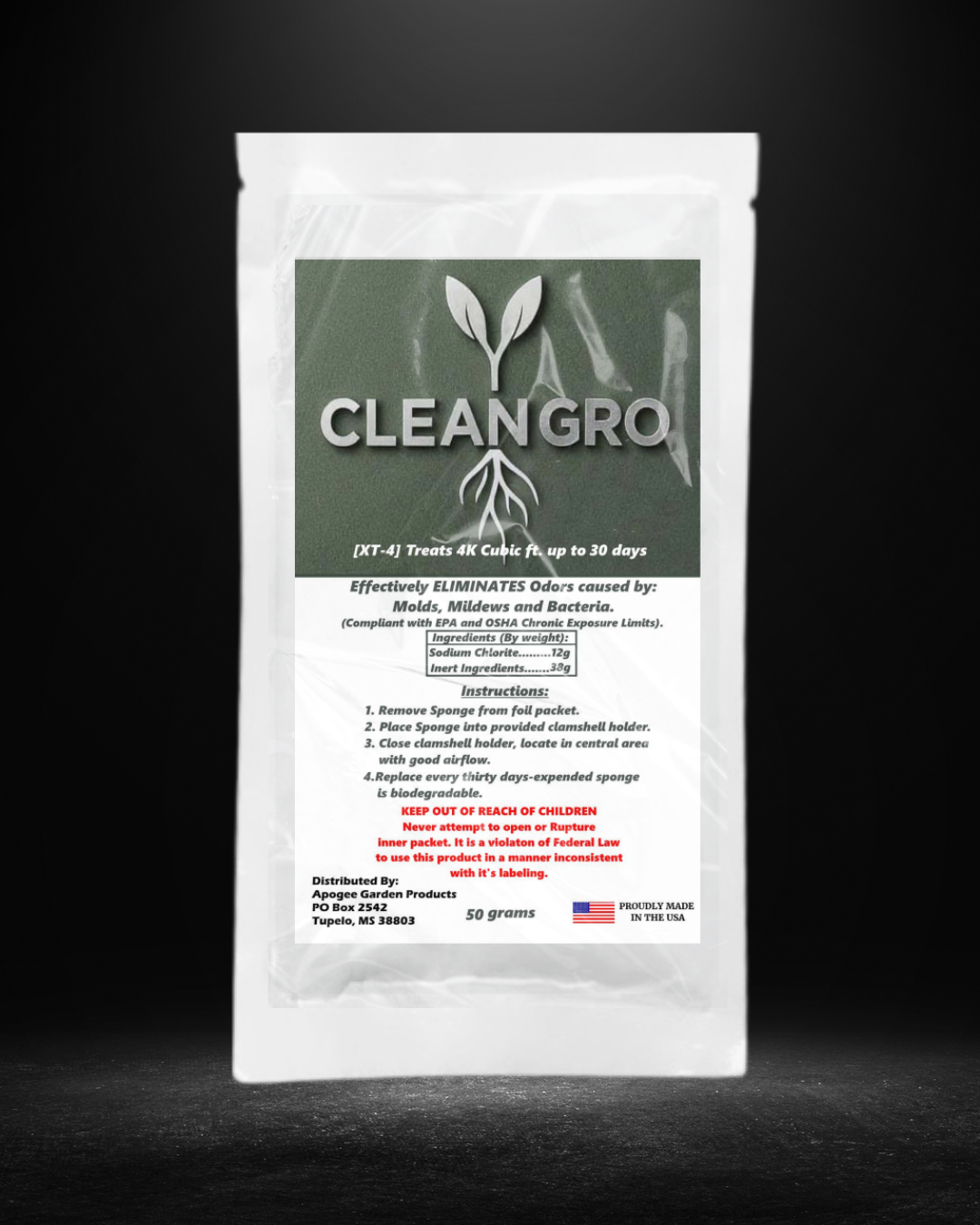 CleanGro XT Slow Release Odor Eliminator | Eliminates Oder caused by Mold, Mildew & Bacteria | 30-Day Mold & Mildew Treatment