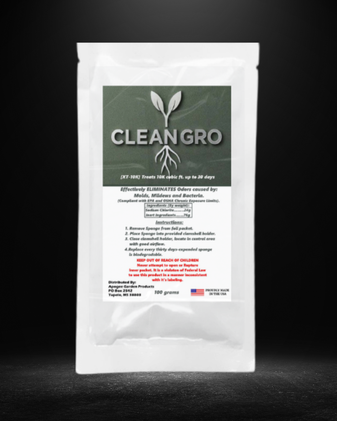CleanGro XT Slow Release Odor Eliminator | Eliminates Oder caused by Mold, Mildew & Bacteria | 30-Day Mold & Mildew Treatment